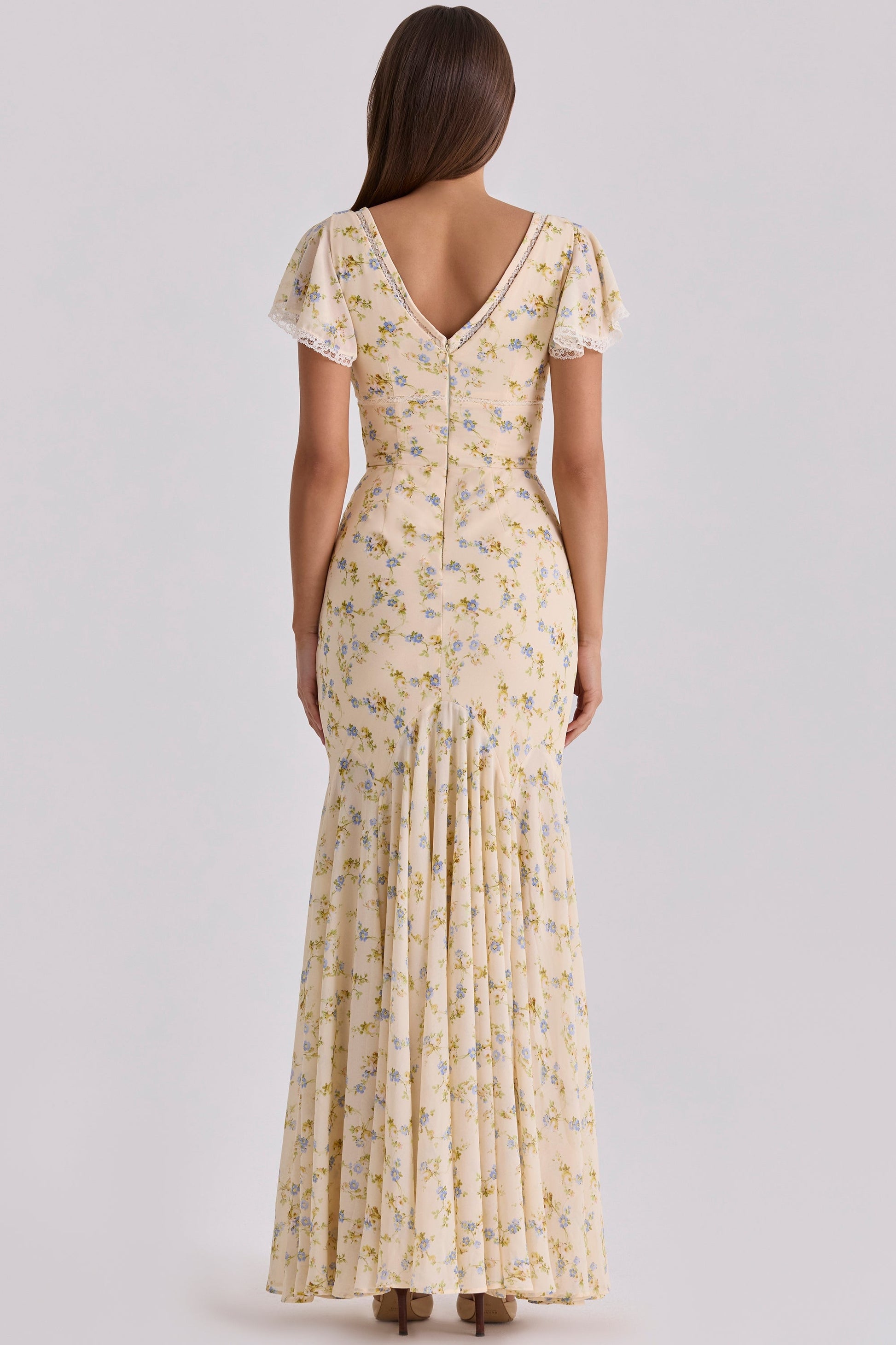 Morvene floral dress back view