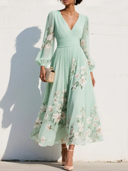 Celvara chiffon midi dress side view