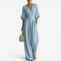 Ariselle | Jumpsuit Wrap V-Neck Wide-Leg Waist-Tie