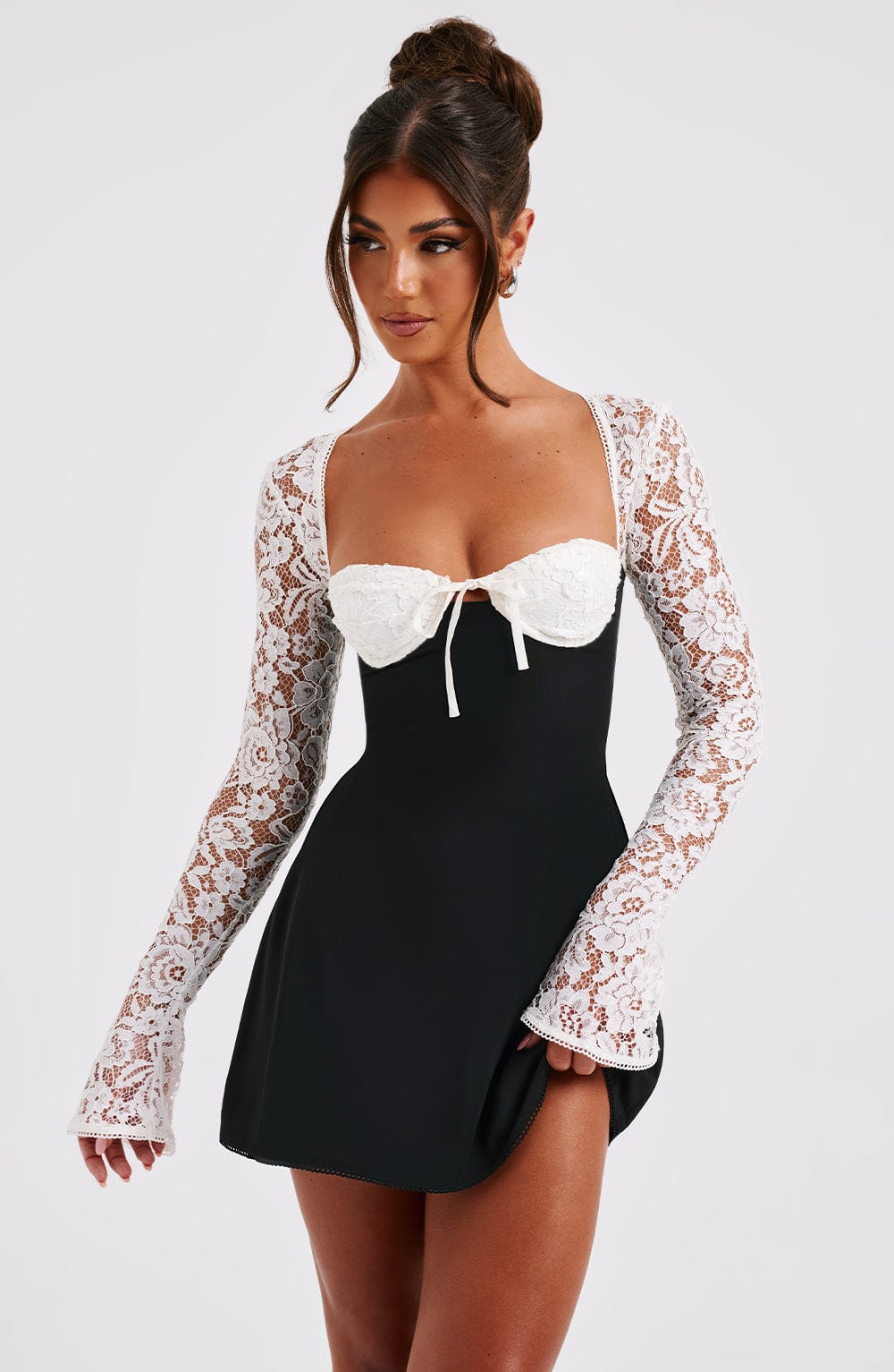 Lizzi | Mini Dress With Lace Sleeves