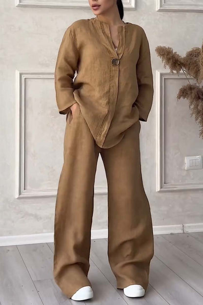 Aina | Casual Two-Piece Set With Button Detail