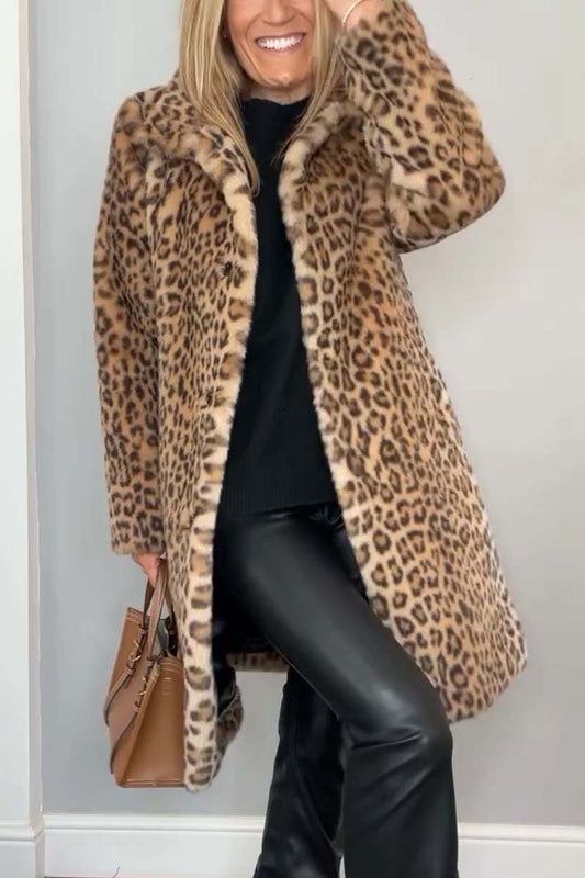 Agnes | Cappotto lungo con stampa leopardata