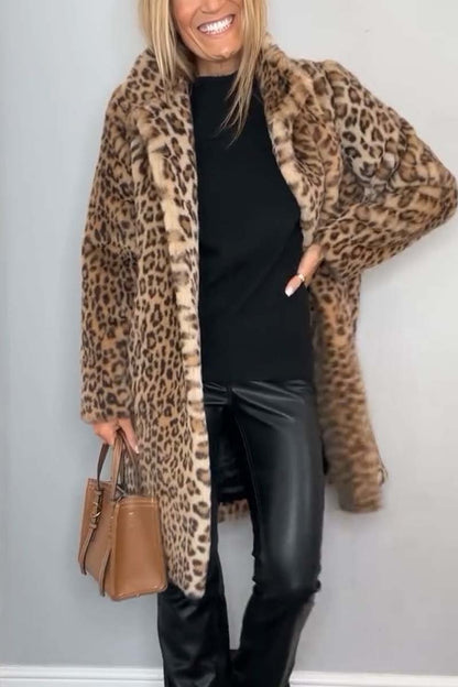 Agnes | Cappotto lungo con stampa leopardata