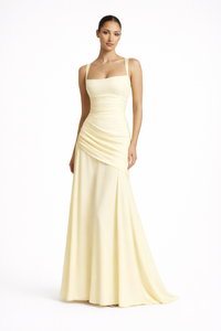 Norienne | Maxi Dress Square-Neck Ruched Waist Flowy Skirt