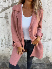 Tavienza | Coat Lapel Collar Button Front Longline
