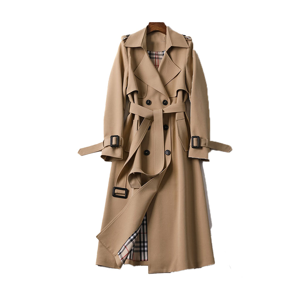 Aurivelle | Trench Coat Double-Breasted Belted Long Sleeve