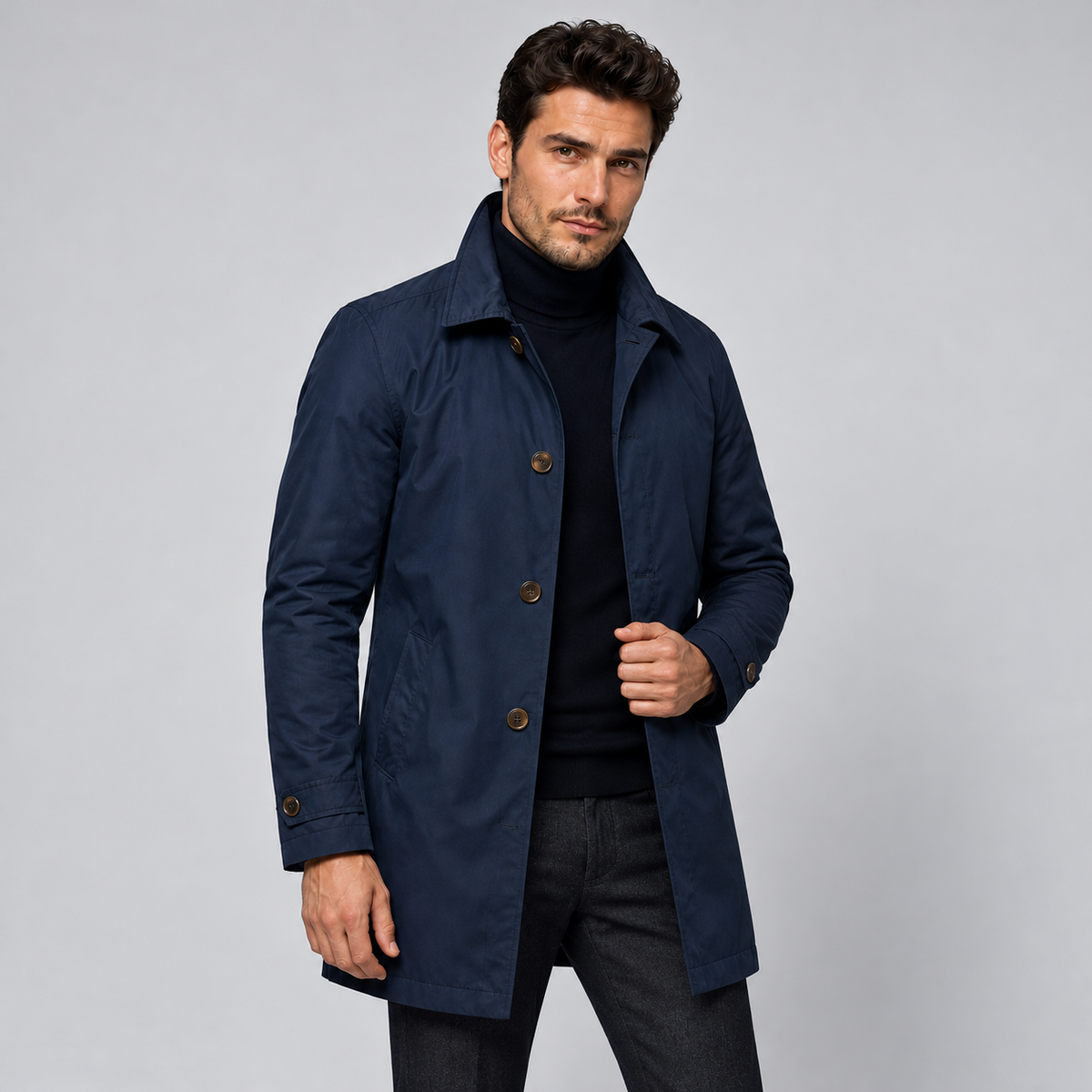 Men's Longline Button Coat, Winter - view 8