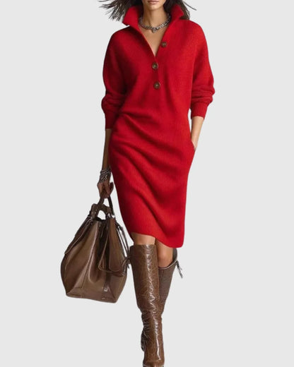 Women's Wool-Blend Winter Midi Dress, Knitted - view 3