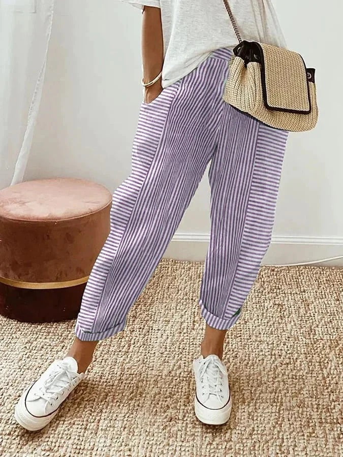 Lidarne | Lightweight Striped Wide-Leg Summer Trousers — image 3