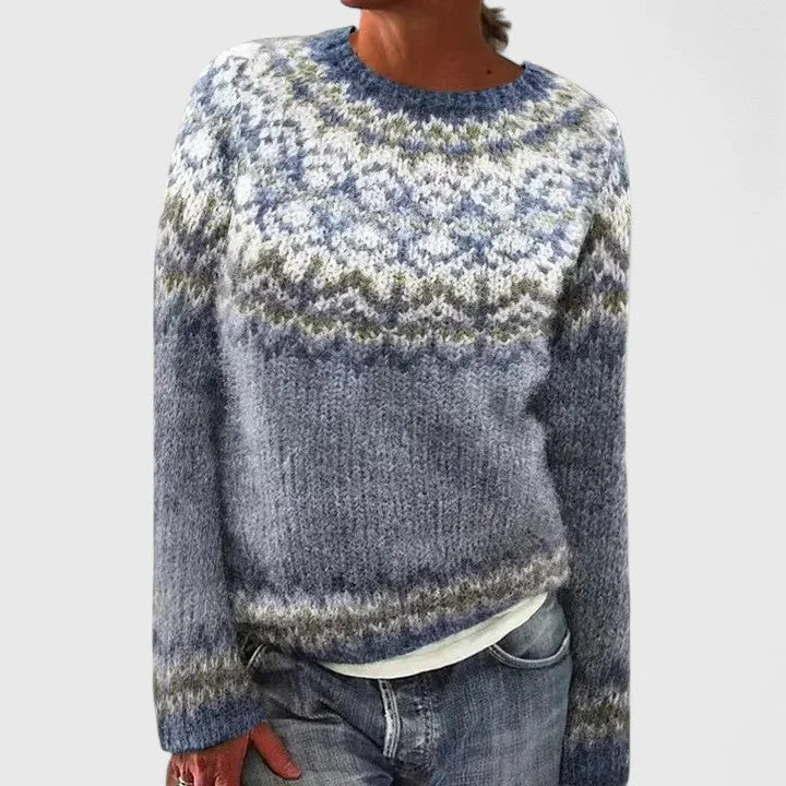 Women's Fair Isle Crew Neck Jumper, Knitted - view 3