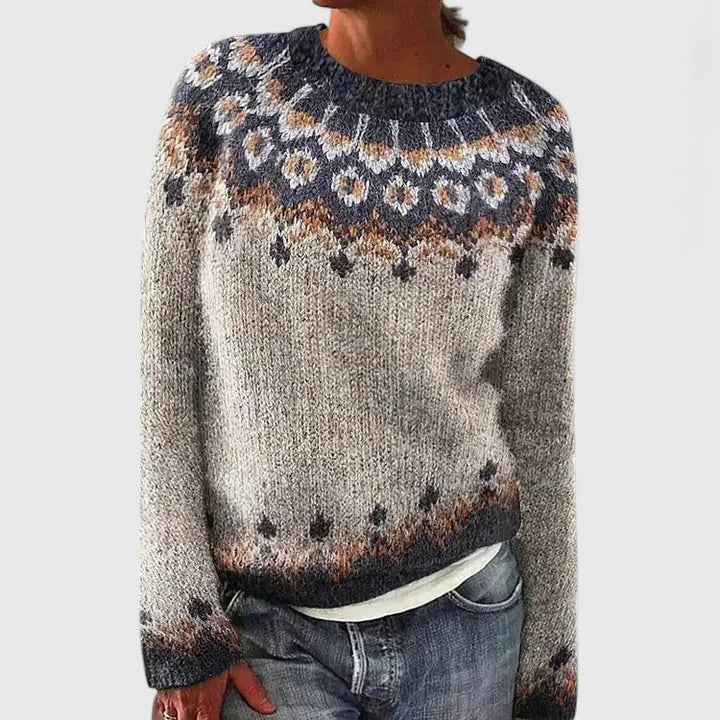 Women's Fair Isle Crew Neck Jumper, Knitted - view 2
