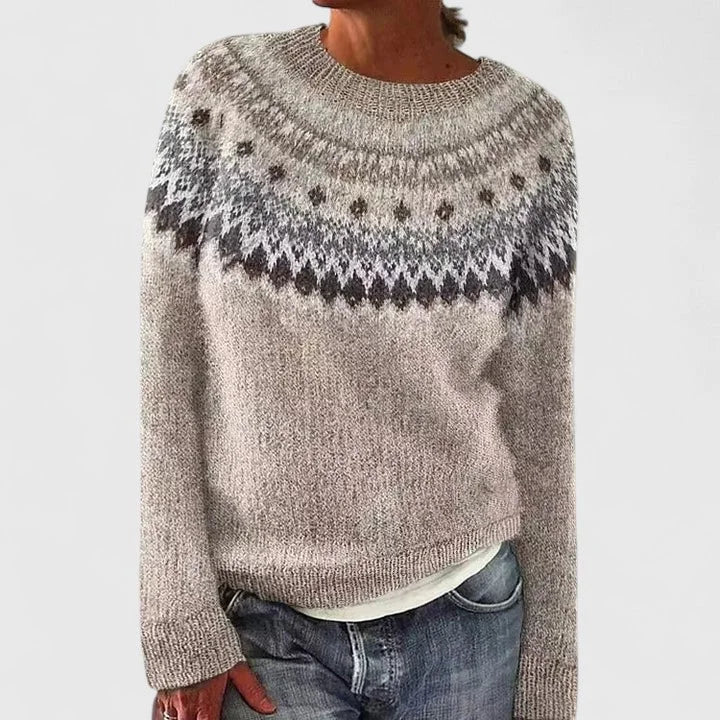 Women's Fair Isle Crew Neck Jumper, Knitted - view 9