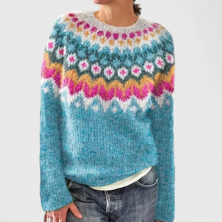 Women's Fair Isle Crew Neck Jumper, Knitted - view 7