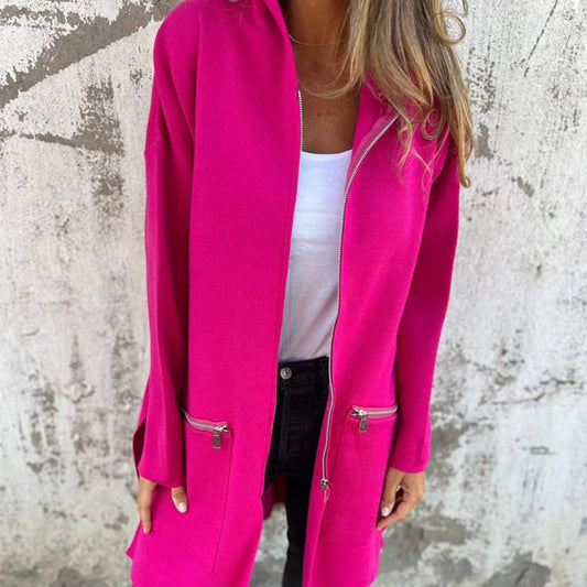 Olivia | Giacca Lunga con Cappuccio e Chiusura Lampo