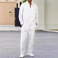 Melvan | Men's quarter-zip waffle-knit lounge set