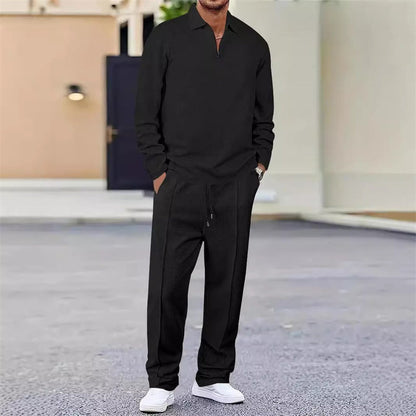 Melvan | Men's quarter-zip waffle-knit lounge set