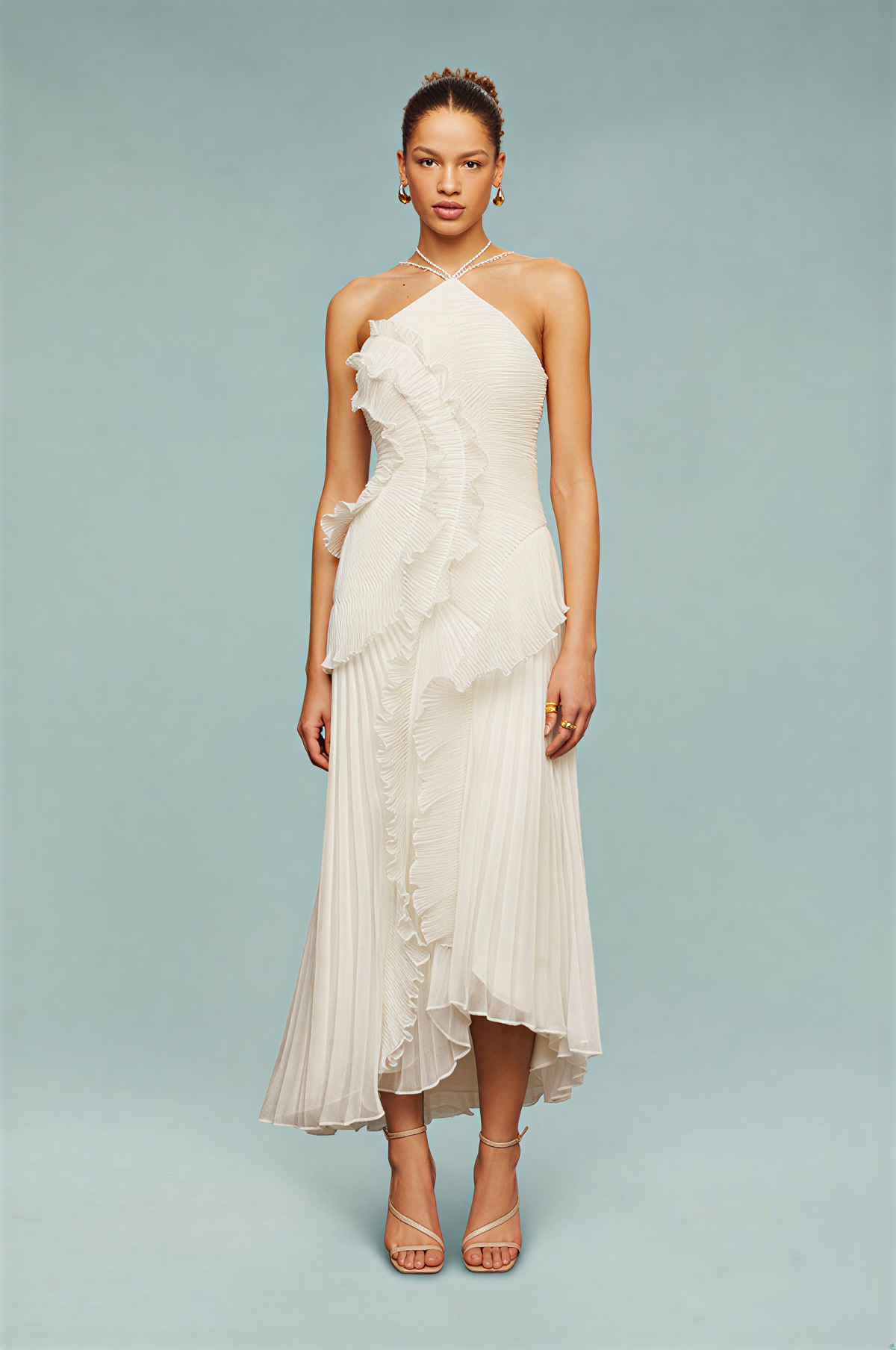 Thalvine white halter maxi dress
