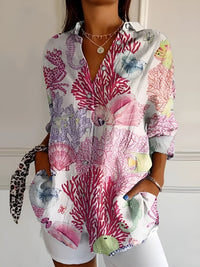 Liravelle | Women's Printed Blouse Long Sleeve Floral