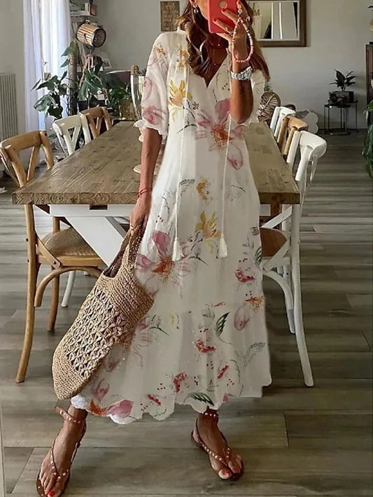 Lyranne | Women's Flowy Boho Summer Maxi Dress