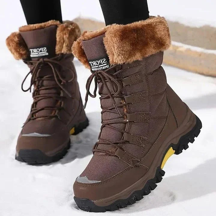 Women's Lace-Up Faux Fur Boots, Winter - view 3
