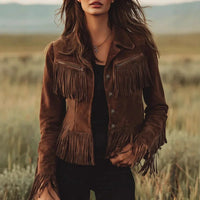 Caravienne | Jacket Suede Fringe Button Front
