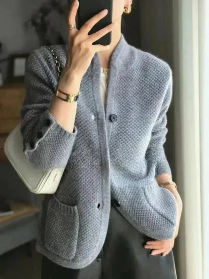 Women's Button-Front Wool-Blend Cardigan, Knitted - view 2