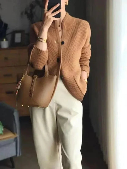 Women's Button-Front Wool-Blend Cardigan, Knitted - view 3