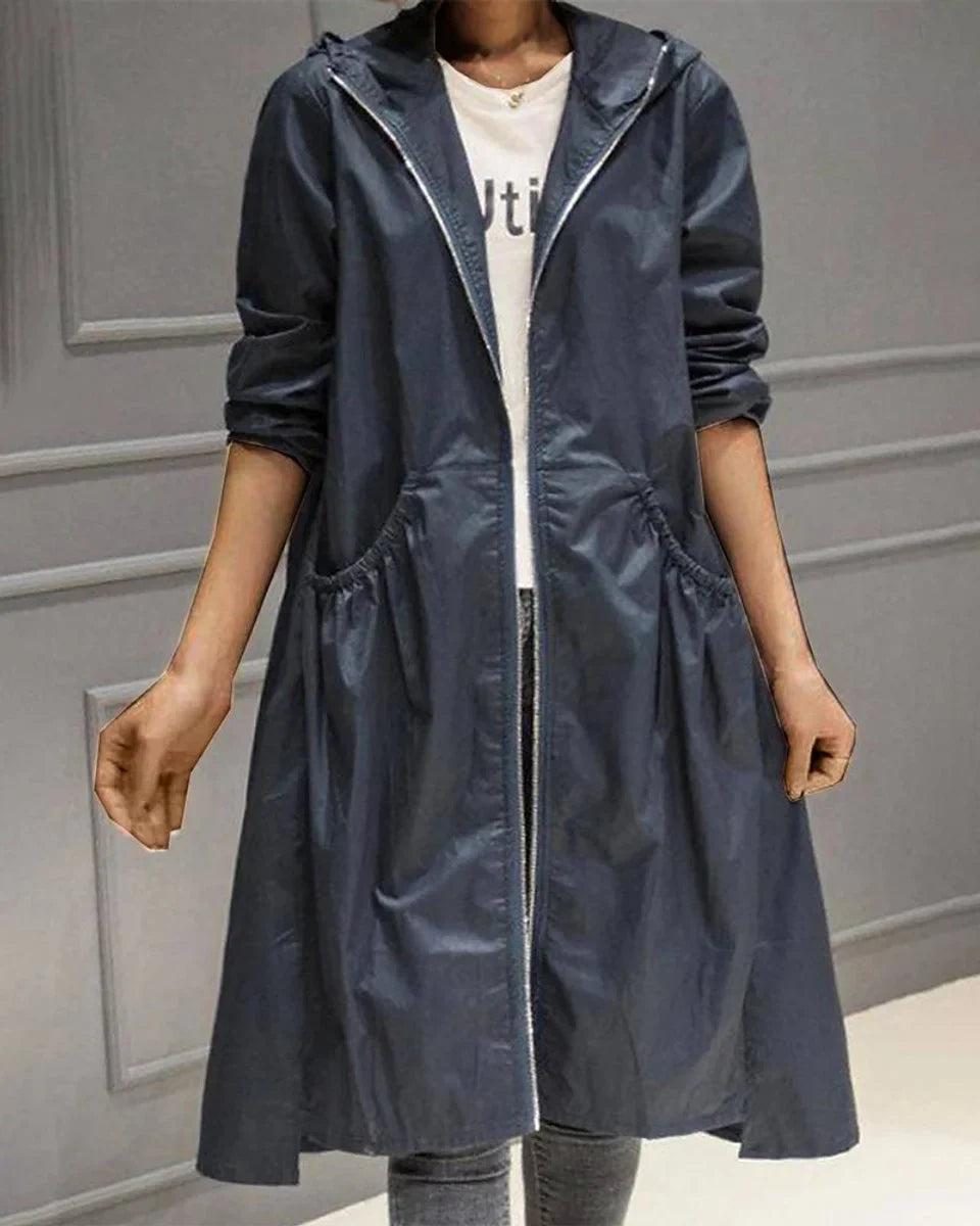 Women's Hooded Zip-Up Trench Coat, Belted - view 5
