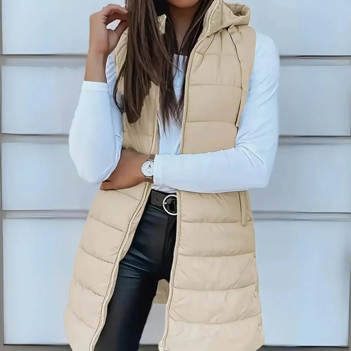 Women's Hooded Sleeveless Gilet, Puffer Vest - view 3