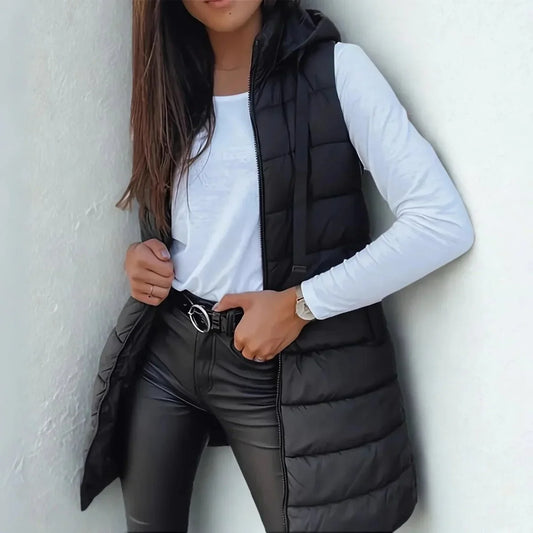 Women's Hooded Sleeveless Gilet, Puffer Vest