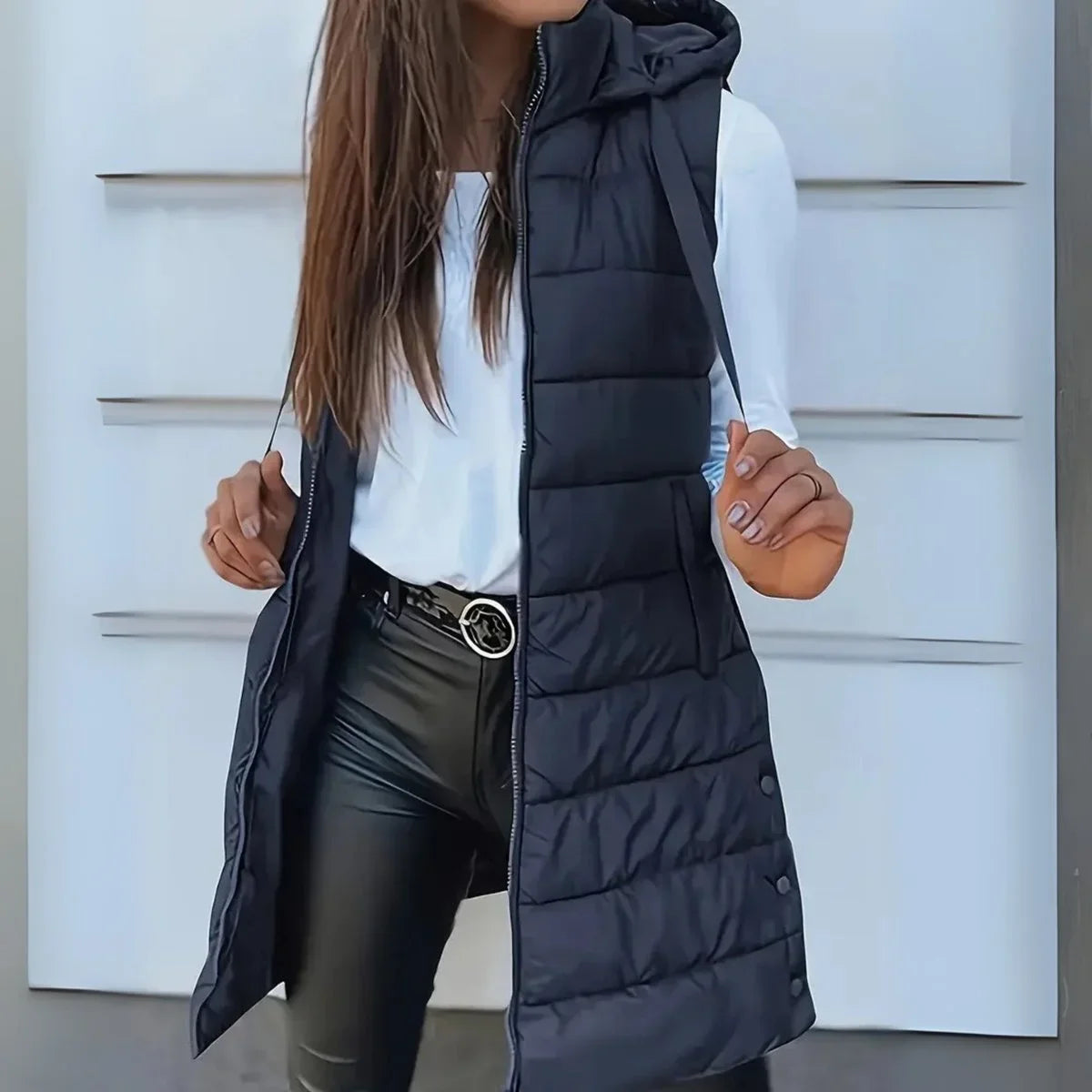 Women's Hooded Sleeveless Gilet, Puffer Vest - view 8