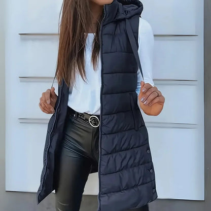 Women's Hooded Sleeveless Gilet, Puffer Vest - view 8