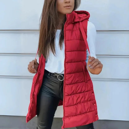 Women's Hooded Sleeveless Gilet, Puffer Vest - view 6