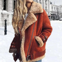 Solvienza | Jacket Vegan Leather Faux Fur Collar Belted
