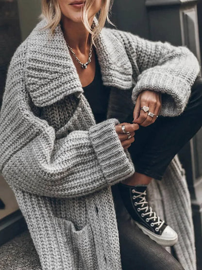 Women's Longline Oversized Cardigan, Knitted - view 6