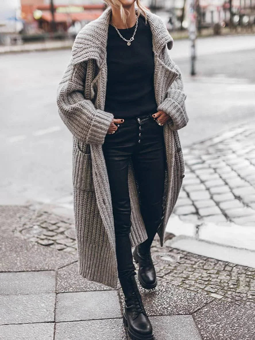 Women's Longline Oversized Cardigan, Knitted - view 3
