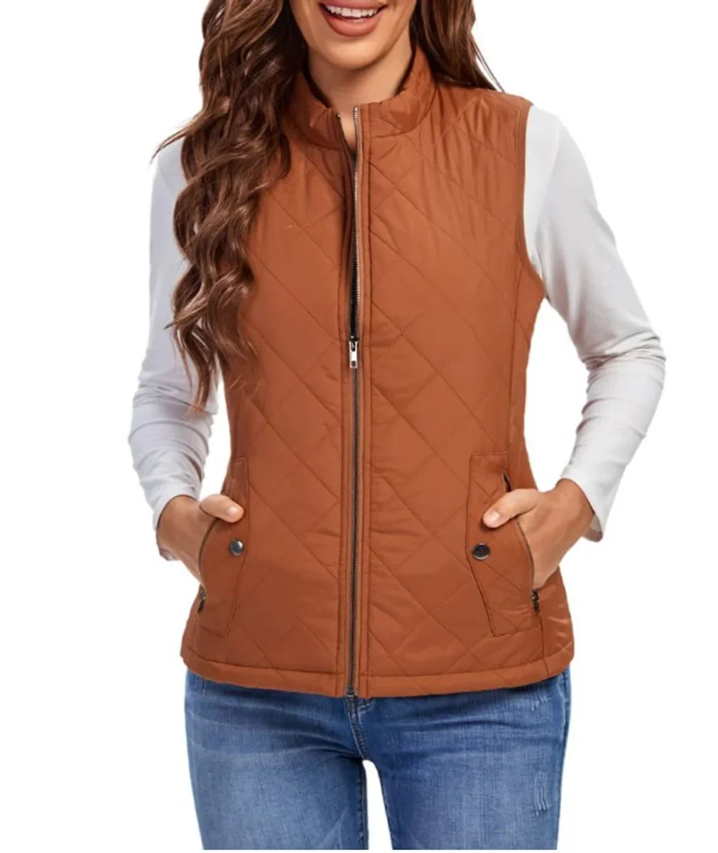Women's Quilted Zip-Up Gilet, Puffer Vest - view 7
